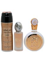 FakharGoldForWomenByLattafa3PcsGiftSetFragrances100mlEaudeParfum200mlDeodorantBody50mlHairMist_1