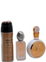 FakharGoldForWomenByLattafa3PcsGiftSetFragrances100mlEaudeParfum200mlDeodorantBody50mlHairMist_4