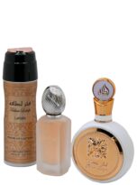 FakharGoldForWomenByLattafa3PcsGiftSetFragrances100mlEaudeParfum200mlDeodorantBody50mlHairMist_6