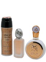 FakharGoldForWomenByLattafa3PcsGiftSetFragrances100mlEaudeParfum200mlDeodorantBody50mlHairMist_7