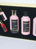 BhararaRoseGiftSetWPerfumeSpray3.4ozBodyLotion6.7ozshowergel6.7ozPerfumeSpray0.3ozBhararaScarlet0_9