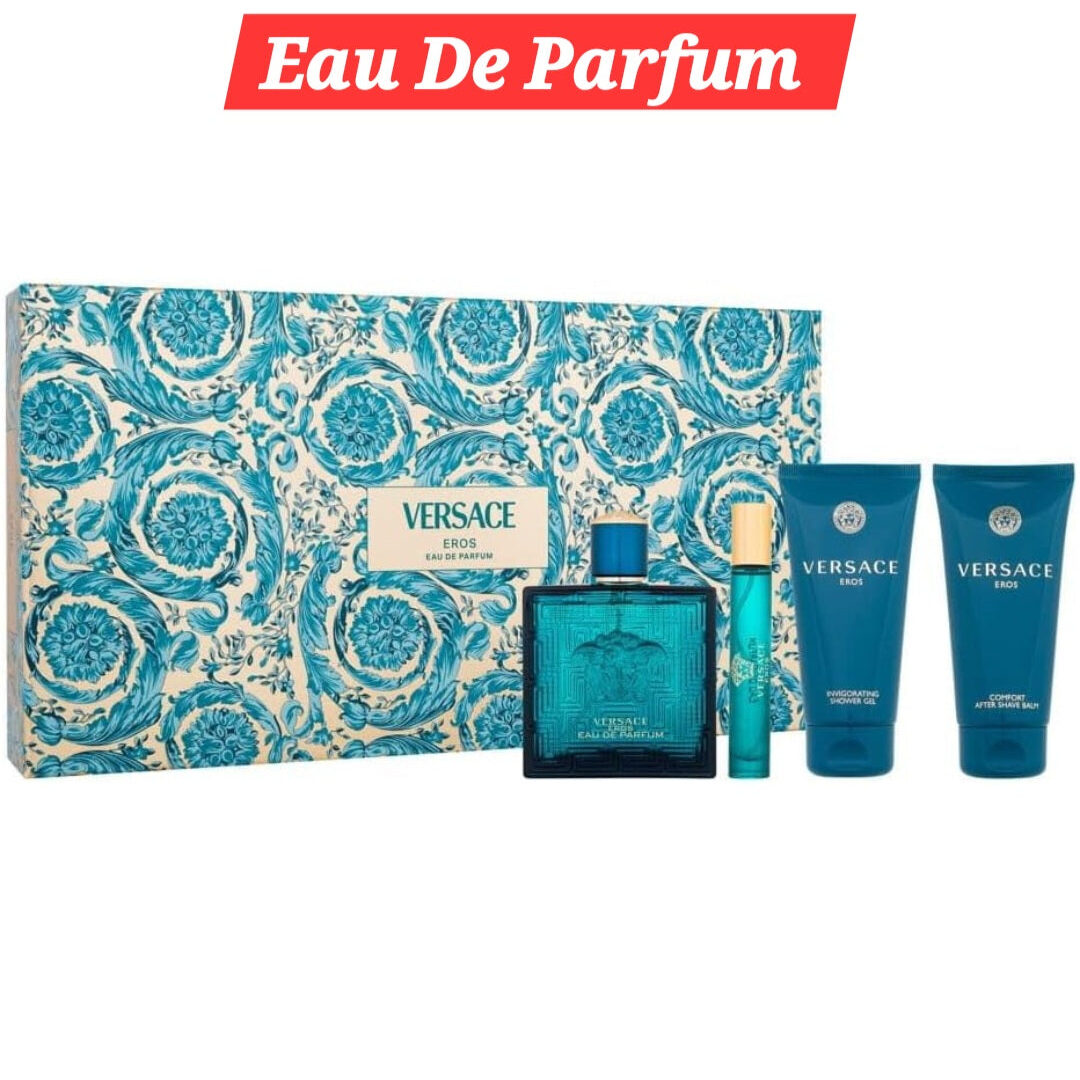 Versace Eros Gift Set for Men with 3.4 oz EDP + Travel Spray